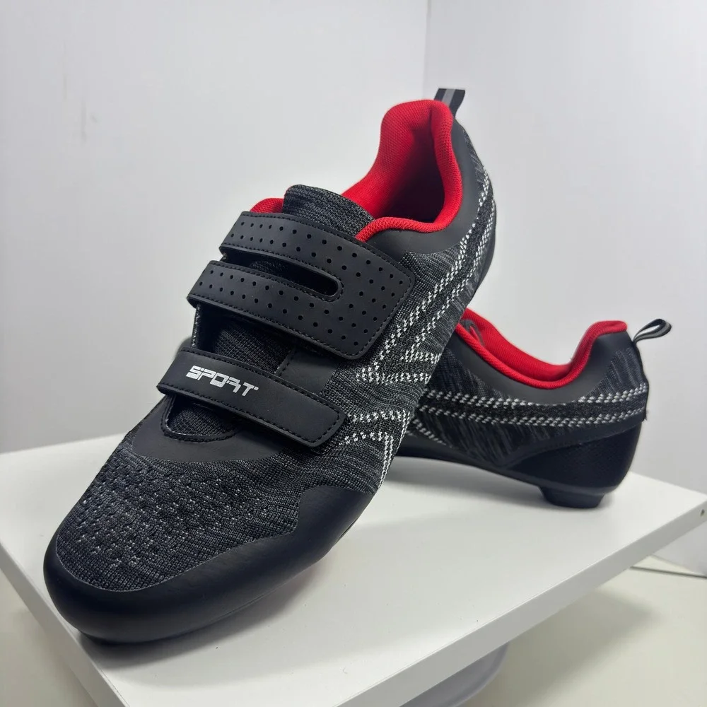 ULTIANT Cycling Shoes Mens 13 Black Red Indoor Delta Cleats EU 47